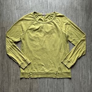 Mod-o-doc Chartreuse Green Crewneck 100% Cotton Long Sleeve Shirt Size Medium